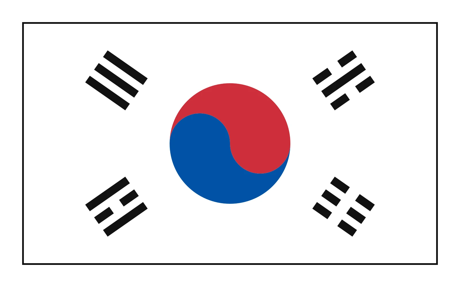 Korean Flag Color Reference preview for Korean Taegukgi Coloring Worksheet